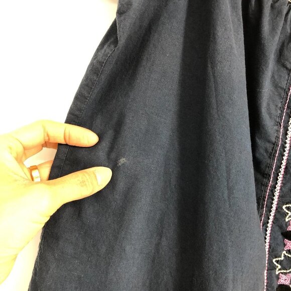 Roxy Navy Off The Shoulder Square Neck Bohemian Embroidered Top size ~L - Picture 5 of 13